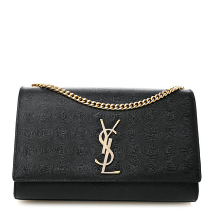 Saint Laurent Grain De Poudre Medium Classic Monogram Kate Satchel Black 1 of 15