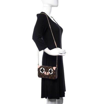Louis Vuitton Monogram Valentine Dog Pochette Felicie Chain Wallet 2 of 9