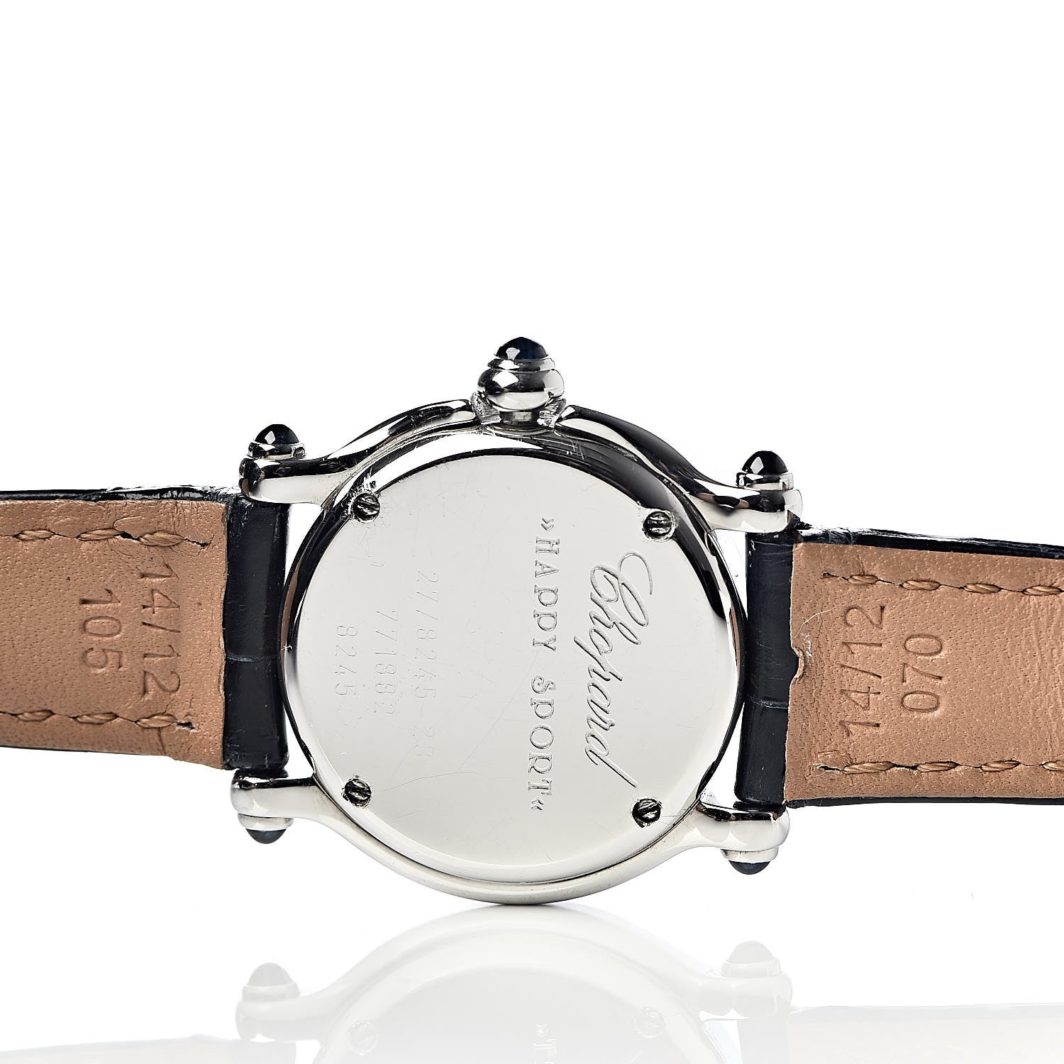 Chopard Stainless Steel Alligator Diamond 26mm Happy Sport Moon Star Quartz Watch Black 5 of 8