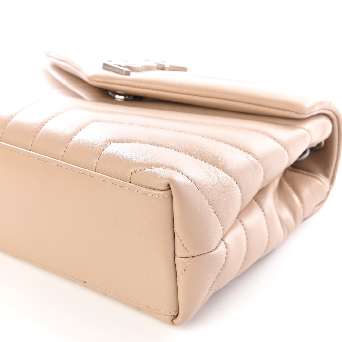 Calfskin Y Quilted Monogram Small Loulou Chain Satchel Nude Powder