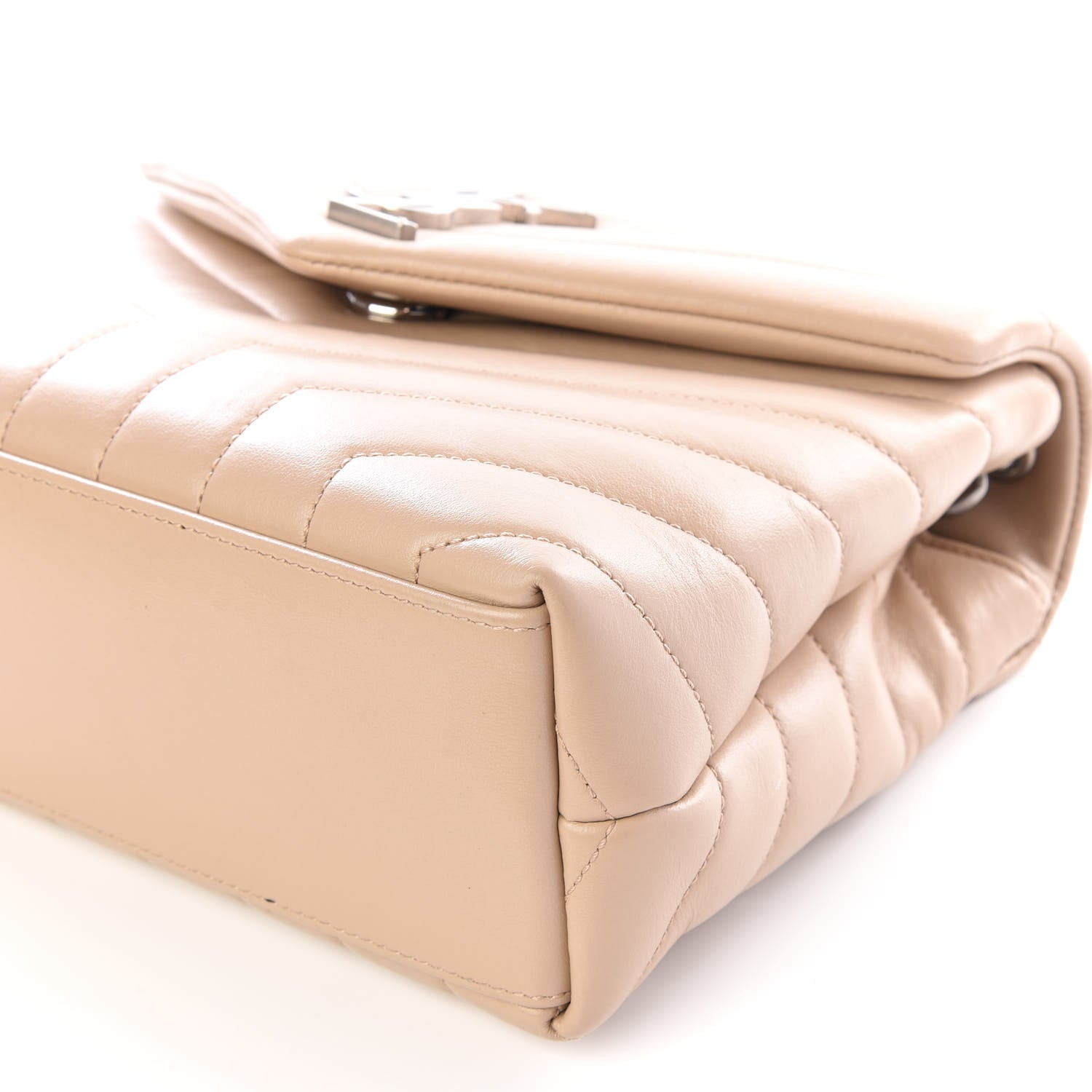 Saint Laurent Calfskin Y Quilted Monogram Small Loulou Chain Satchel Nude Powder 6 of 11