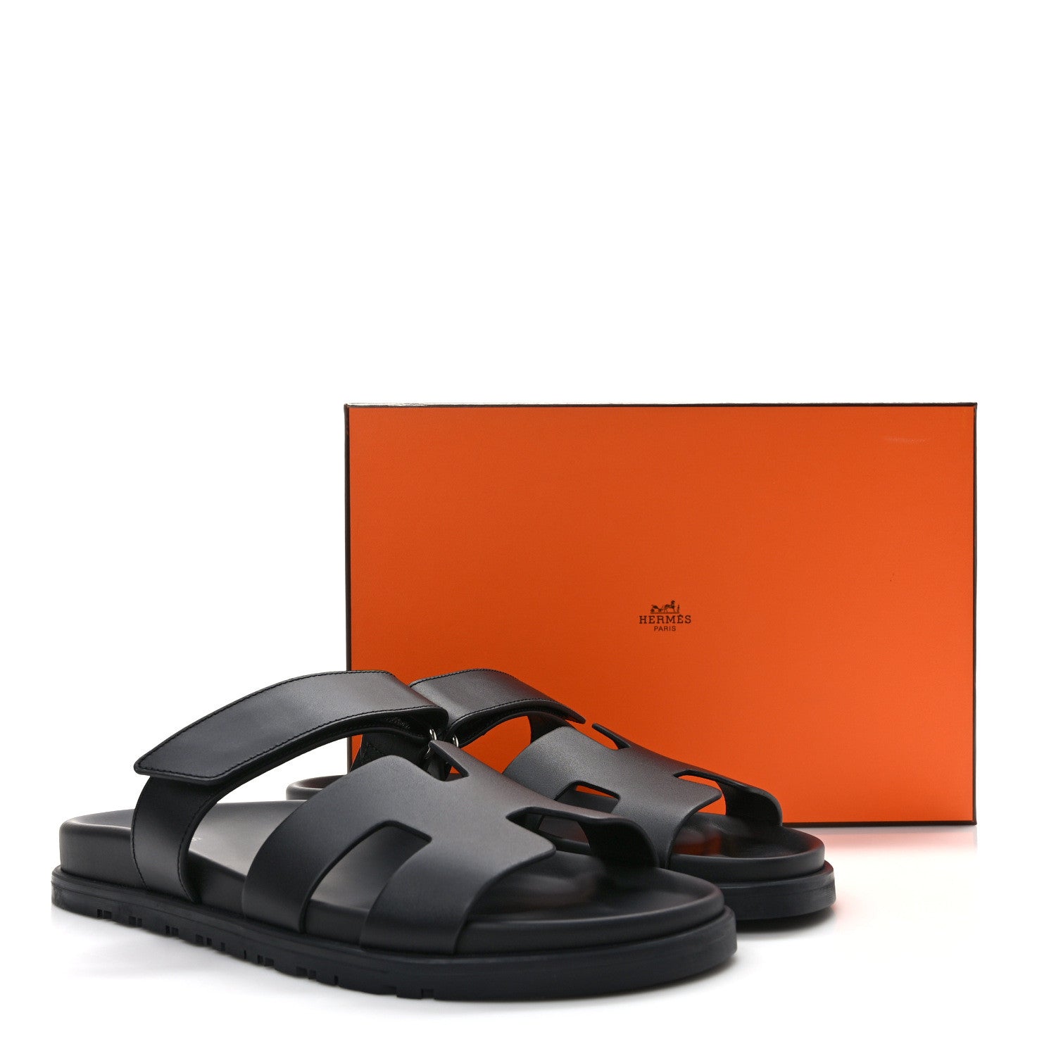 Hermes Calfskin Womens Chypre Sandals 39.5 Black 9 of 9