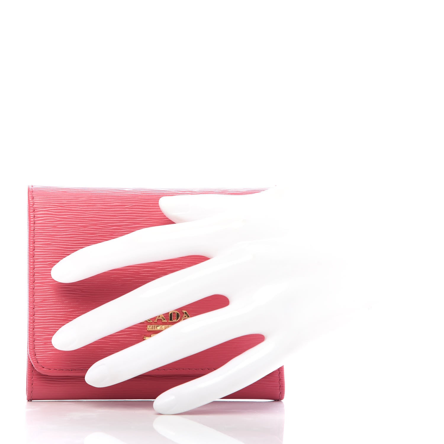 Prada Vitello Move Tri-Fold Compact Wallet Peonia 2 of 7