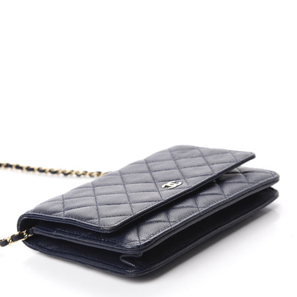Chanel Caviar Quilted Wallet On Chain WOC Navy Blue 4 of 13