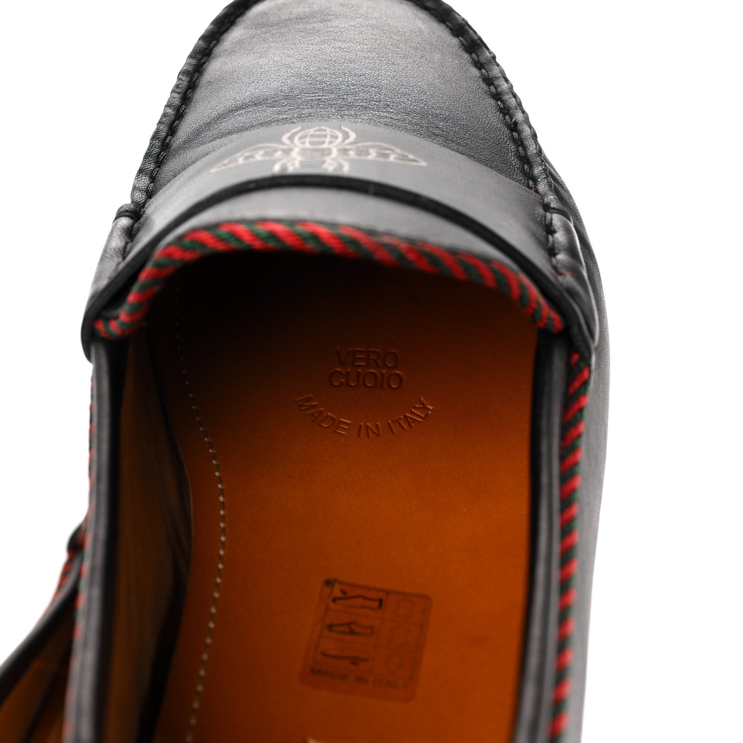 Gucci Nappa Mens Bee Driver Loafers 7 Black 8 of 9