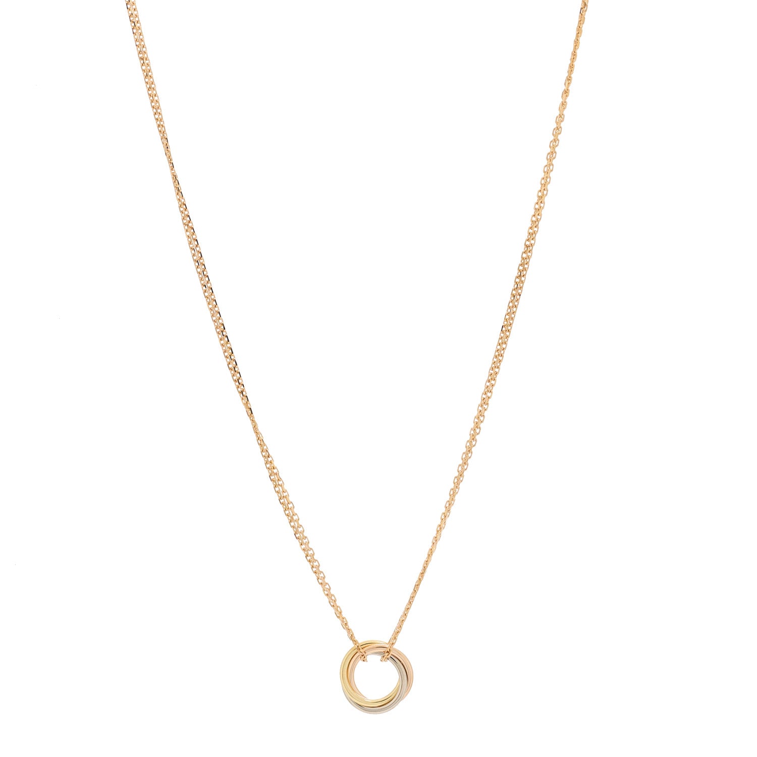 Cartier 18K Pink Yellow White Gold Trinity Double Chain Pendant Necklace 1 of 5
