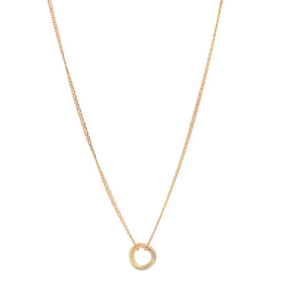 Cartier 18K Pink Yellow White Gold Trinity Double Chain Pendant Necklace 1 of 5