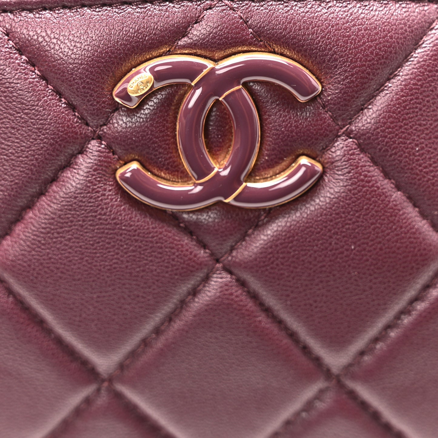Shiny Lambskin Enamel Quilted Waist Bag Fanny Pack Burgundy