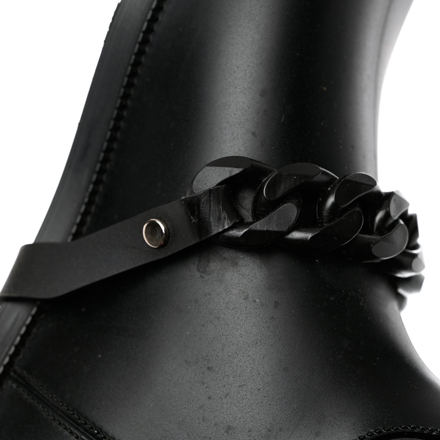 PVC Chain Strap Rain Boots 40 Black