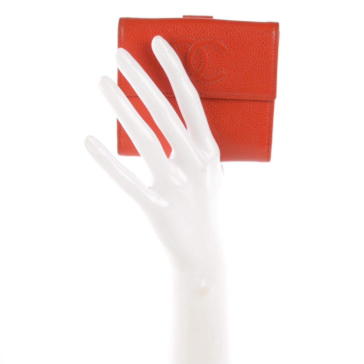 Caviar Small Timeless CC Flap Wallet Orange