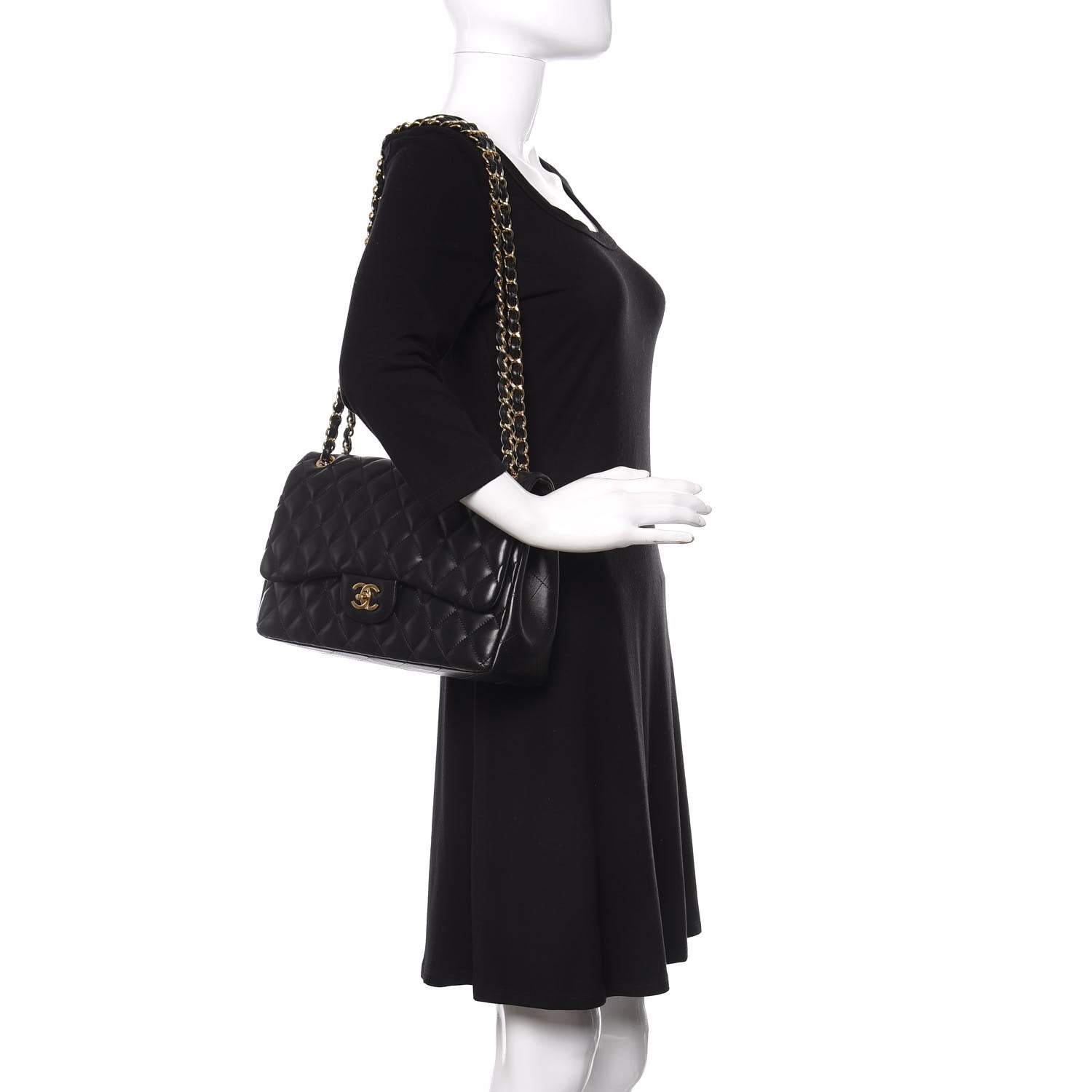 Chanel Lambskin Quilted Jumbo Double Flap Black 2 of 16