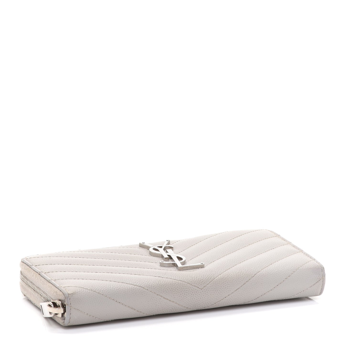 Grain De Poudre Matelasse Chevron Monogram Zip Around Wallet Granite