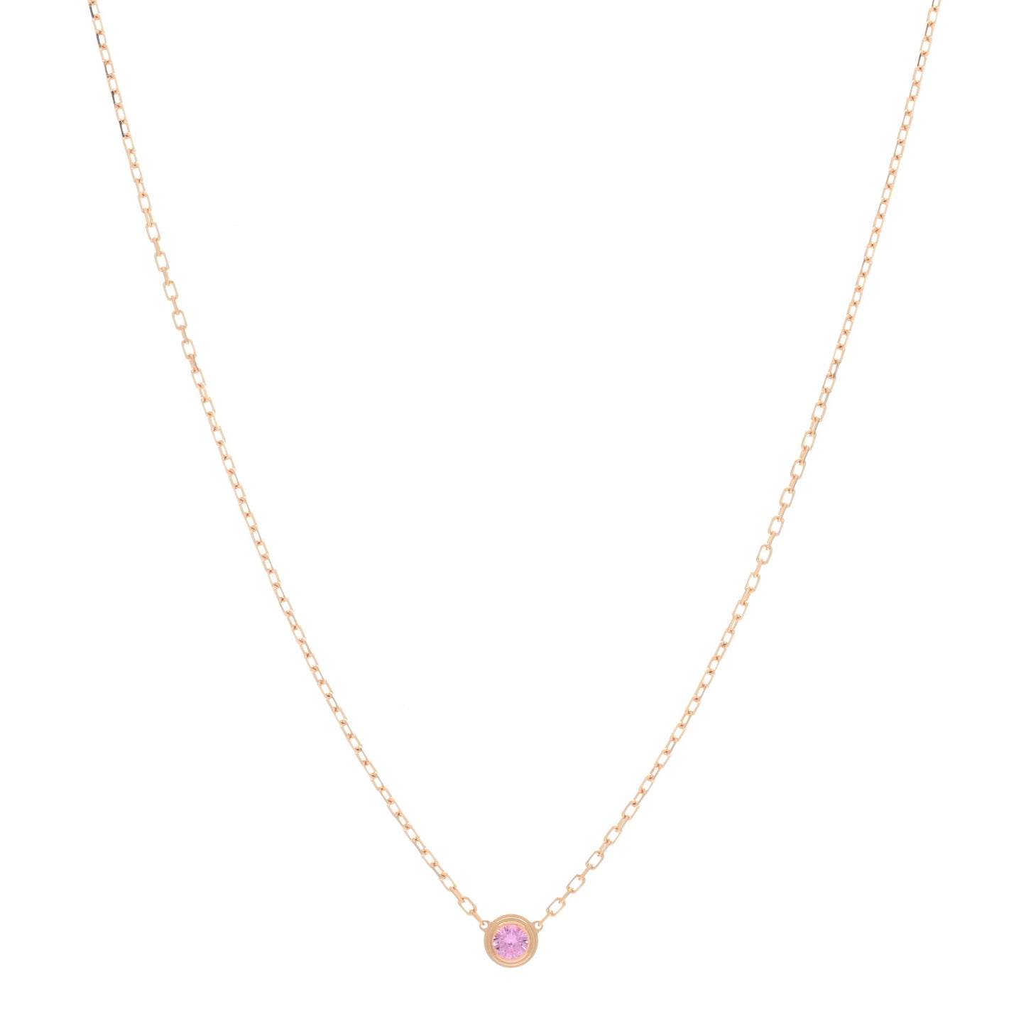 18K Pink Gold Pink Sapphire D'Amour Pendant Necklace