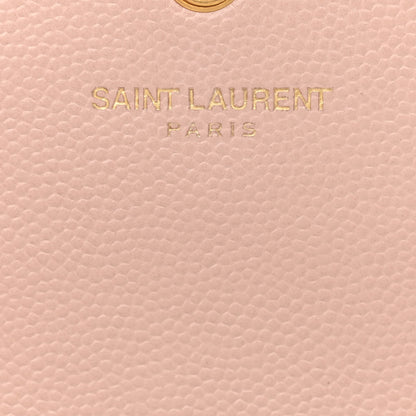 Saint Laurent Grain De Poudre Matelasse Chevron Monogram Envelope Chain Wallet Pale Pink 6 of 12
