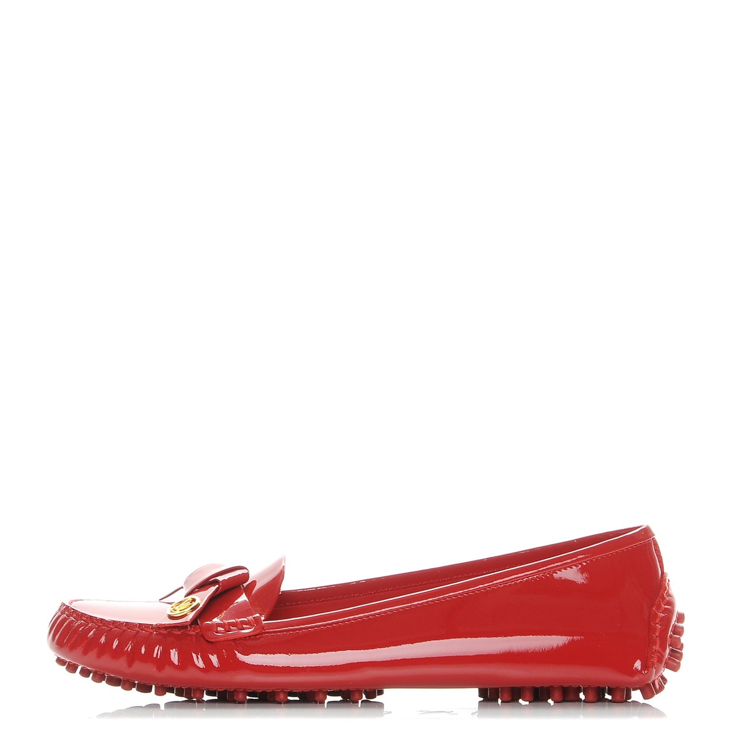 Patent Calfskin Parklane Flat Loafer 38 Rouge