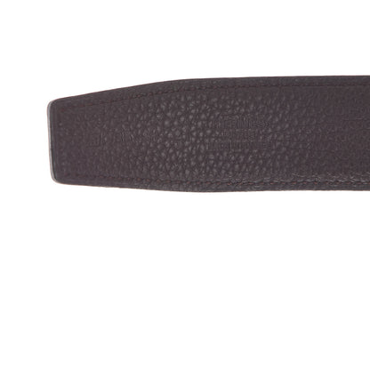 Hermes Tadelakt Togo 32mm H Belt 85 Chocolate Rouge H 4 of 7