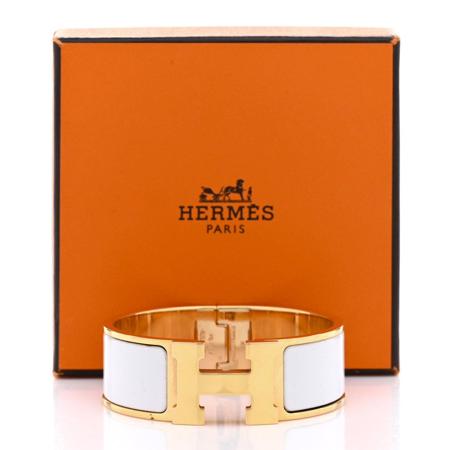 Enamel Wide Clic Clac H Bracelet PM White