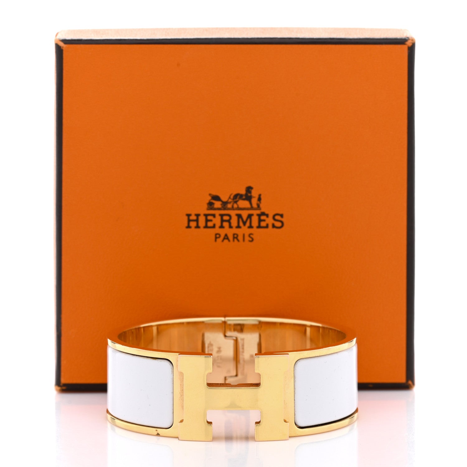 Hermes Enamel Wide Clic Clac H Bracelet PM White 6 of 6