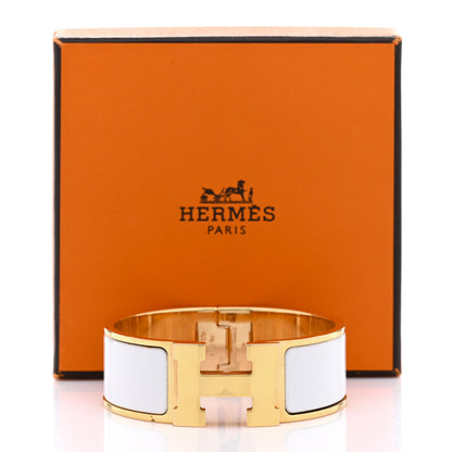 Hermes Enamel Wide Clic Clac H Bracelet PM White 6 of 6