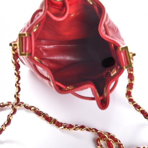 Chanel Lambskin Drawstring CC Shoulder Bag Red 5 of 8
