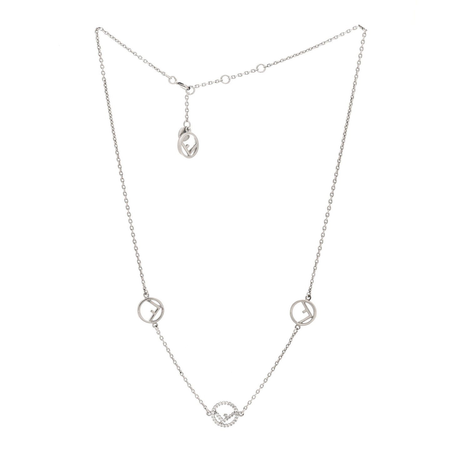 Metal Crystal F is Fendi Necklace Silver