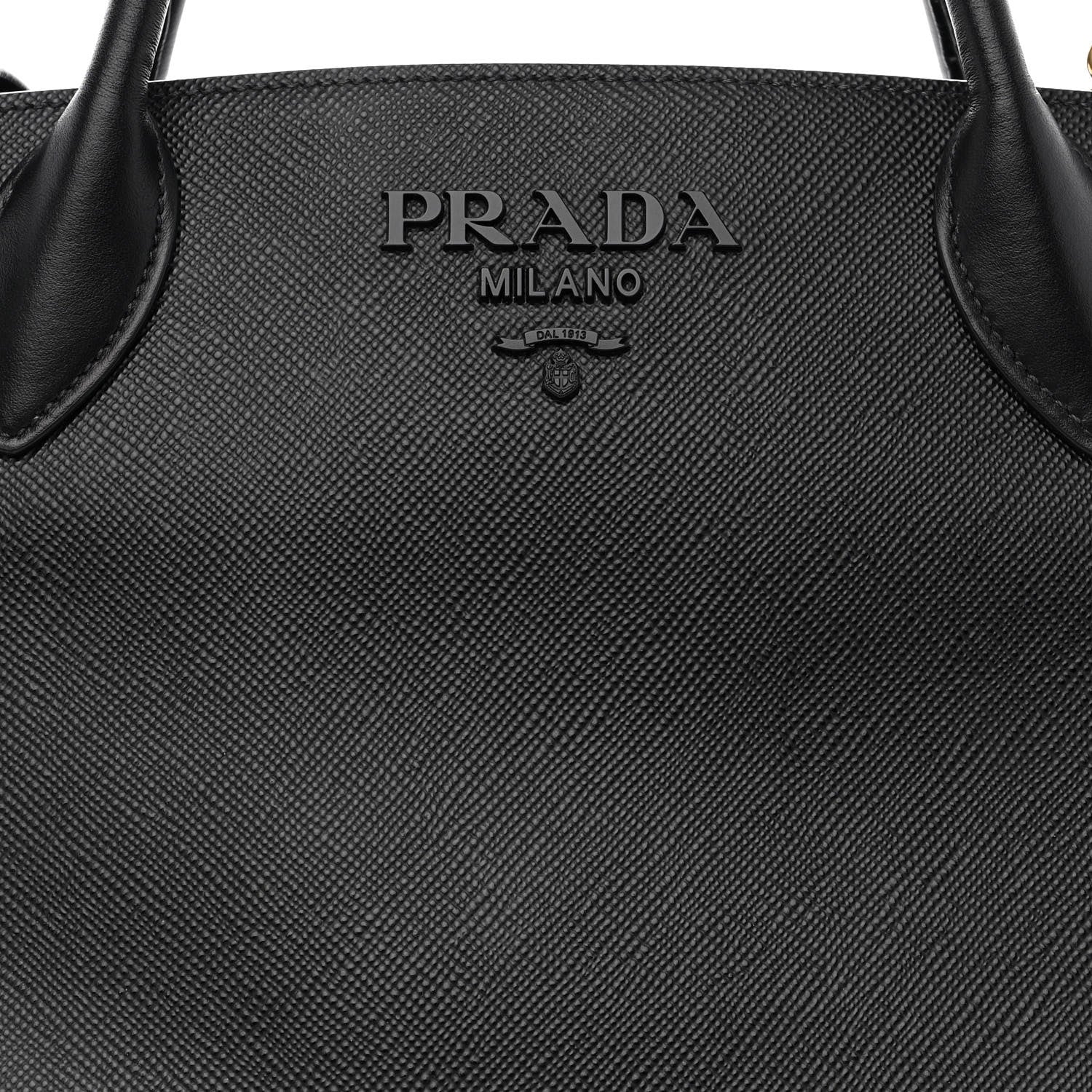 Prada Saffiano Cuir Calfskin Medium Monochrome Top Handle Tote Black 9 of 12