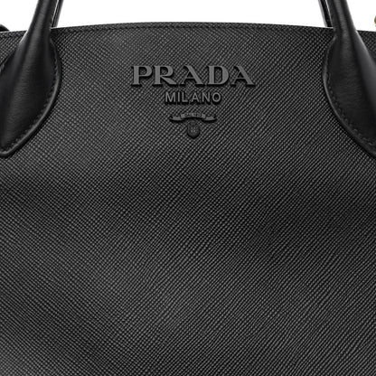 Prada Saffiano Cuir Calfskin Medium Monochrome Top Handle Tote Black 9 of 12