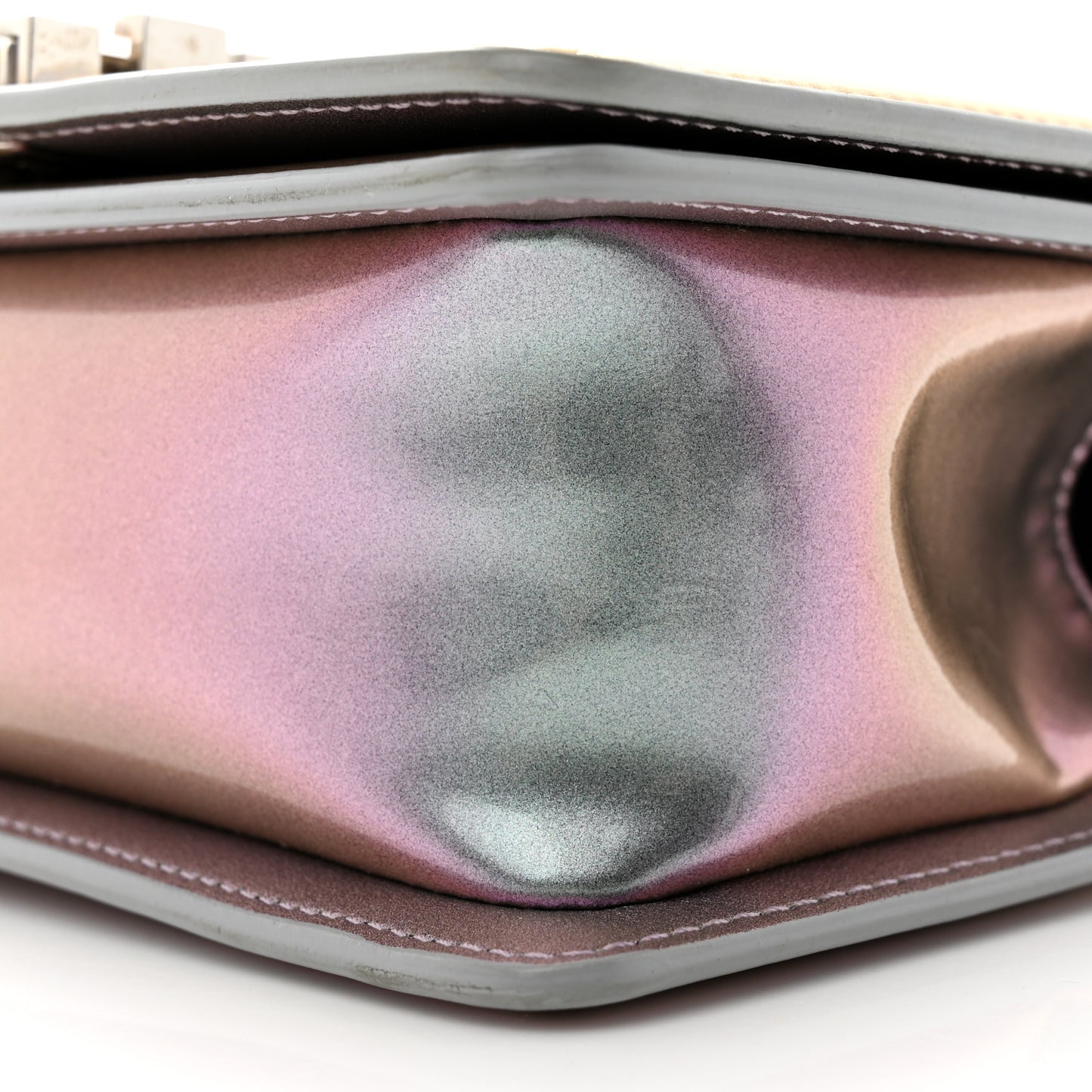 Iridescent Patent Calfskin PVC Quilted Small Boy Flap Light Purple