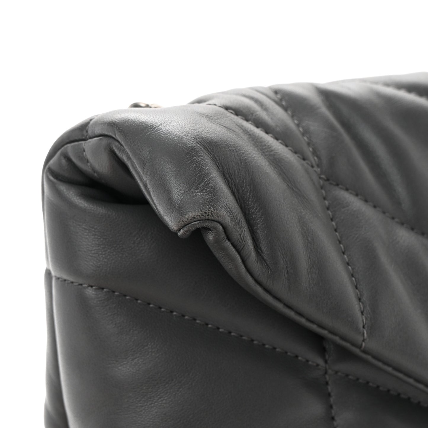 Lambskin Quilted Mini Loulou Puffer Monogram Chain Satchel Storm