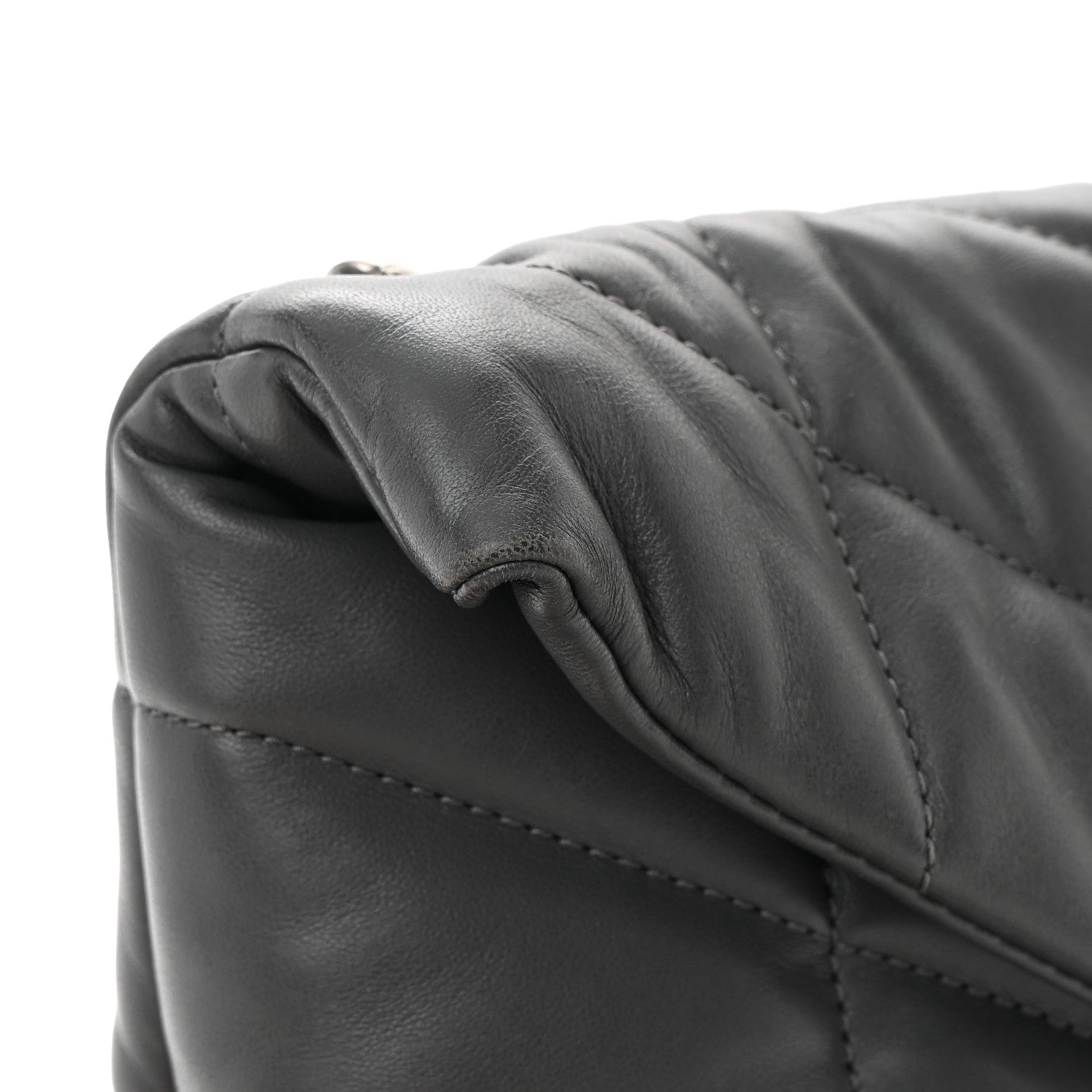 Saint Laurent Lambskin Quilted Mini Loulou Puffer Monogram Chain Satchel Storm 13 of 16