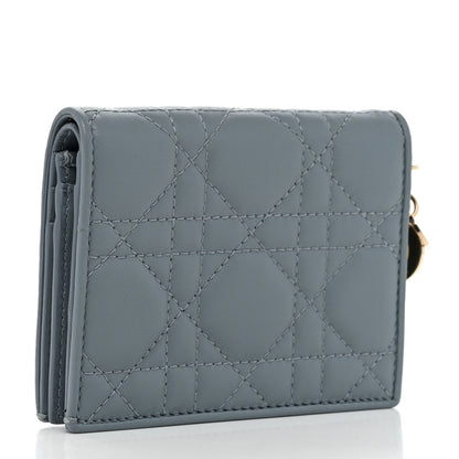 Christian Dior Lambskin Cannage Mini Lady Dior Wallet Cloud Blue 3 of 8