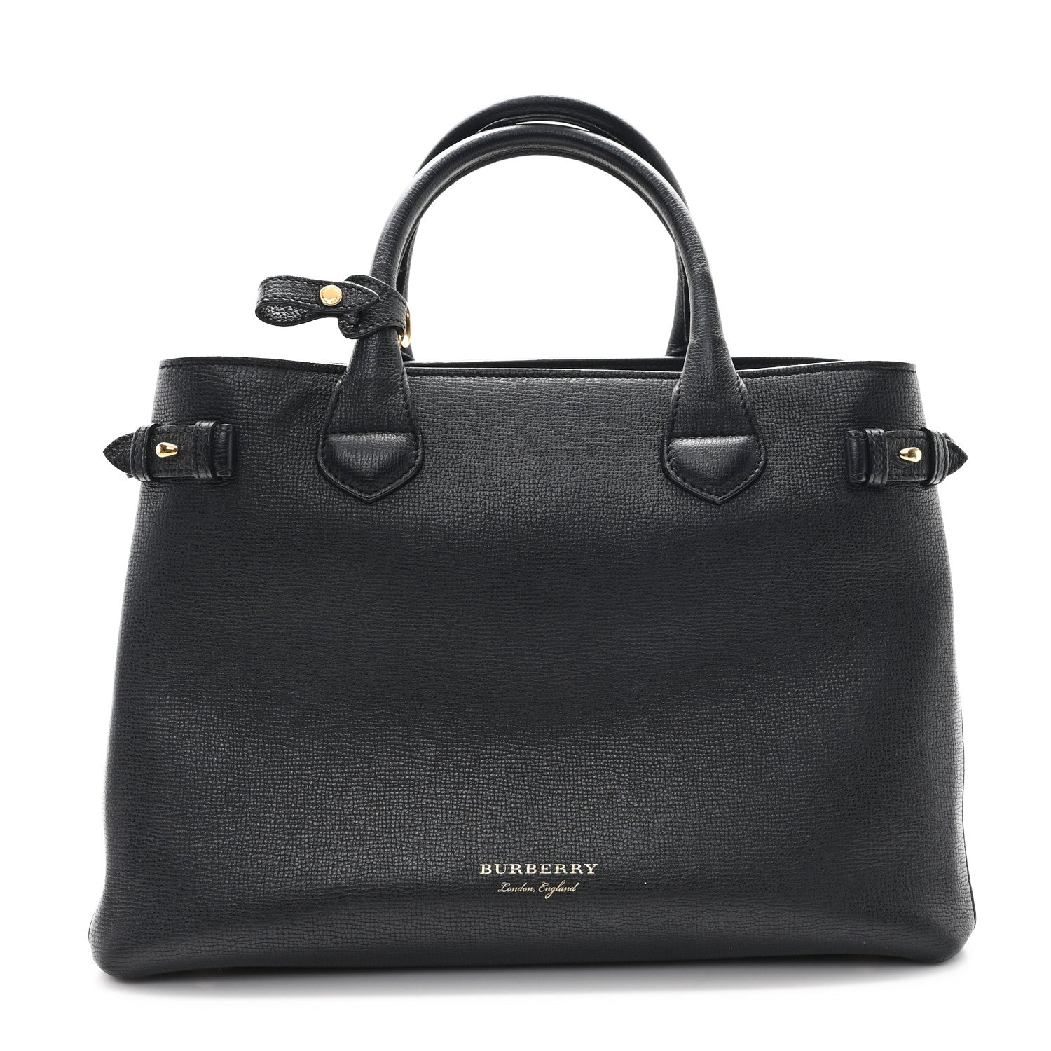 Burberry Derby Calfskin House Check Medium Banner Tote Black 1 of 10