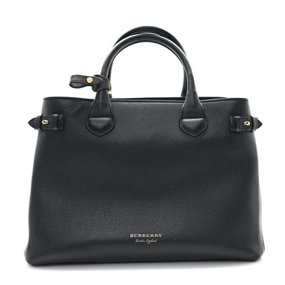 Burberry Derby Calfskin House Check Medium Banner Tote Black 1 of 10