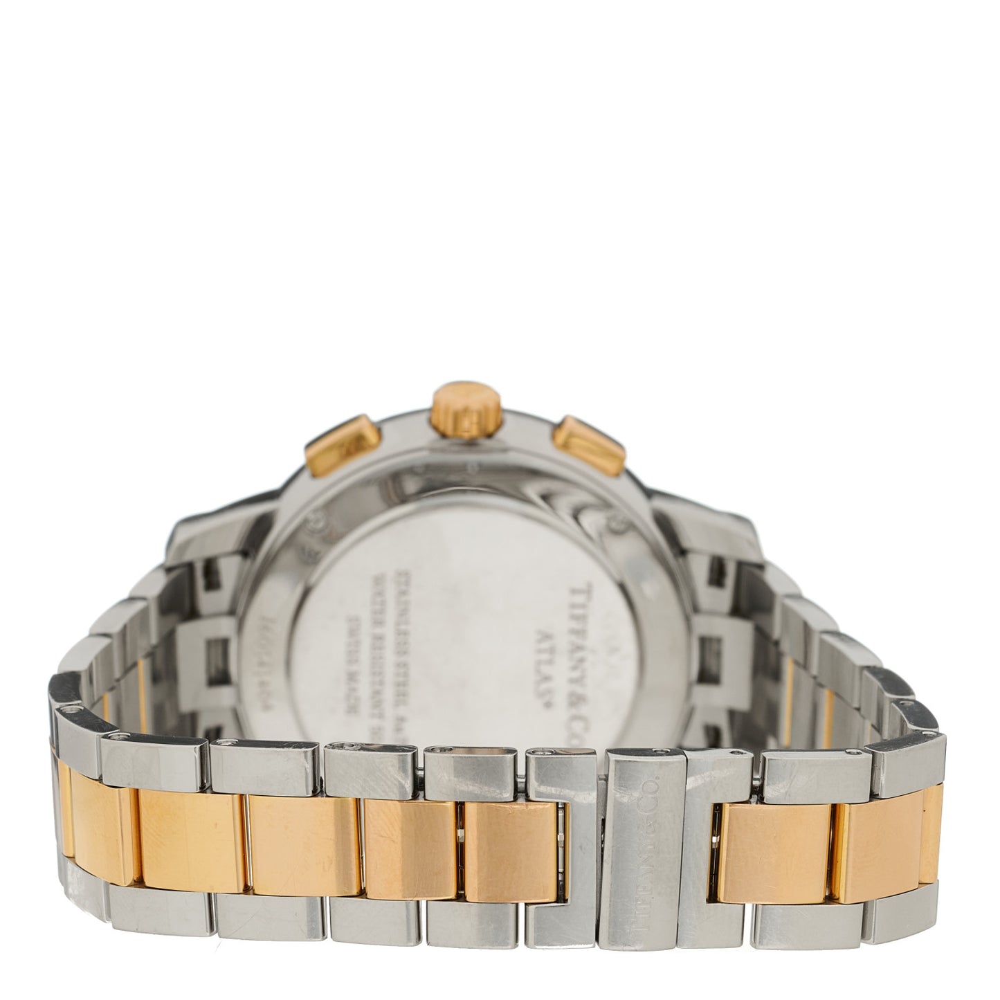 Stainless Steel 18K Yellow Gold Diamond Bezel 36mm Atlas Dome Chronograph Quartz Watch
