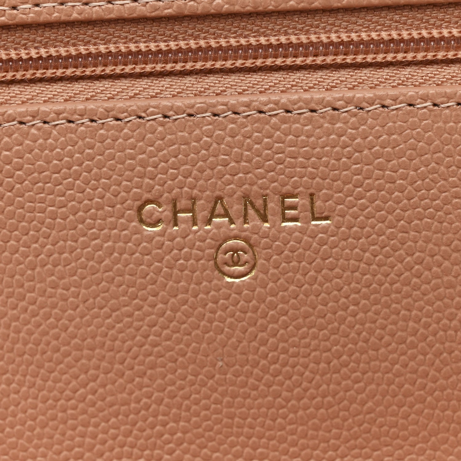 Chanel Caviar Quilted Perforated Metal CC Wallet On Chain WOC Beige 6 of 11