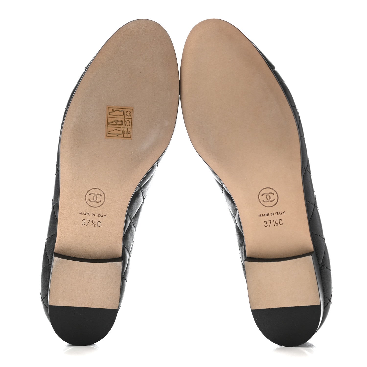 Chanel Quilted CC Cap Toe Ballerina Flats 37.5 Black 5 of 9