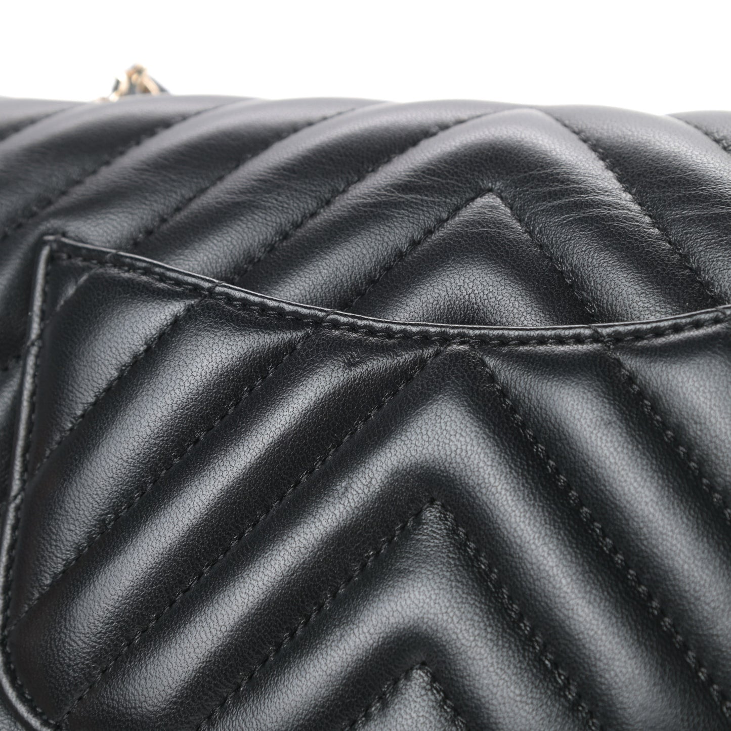 Lambskin Chevron Quilted Mini Rectangular Flap Black