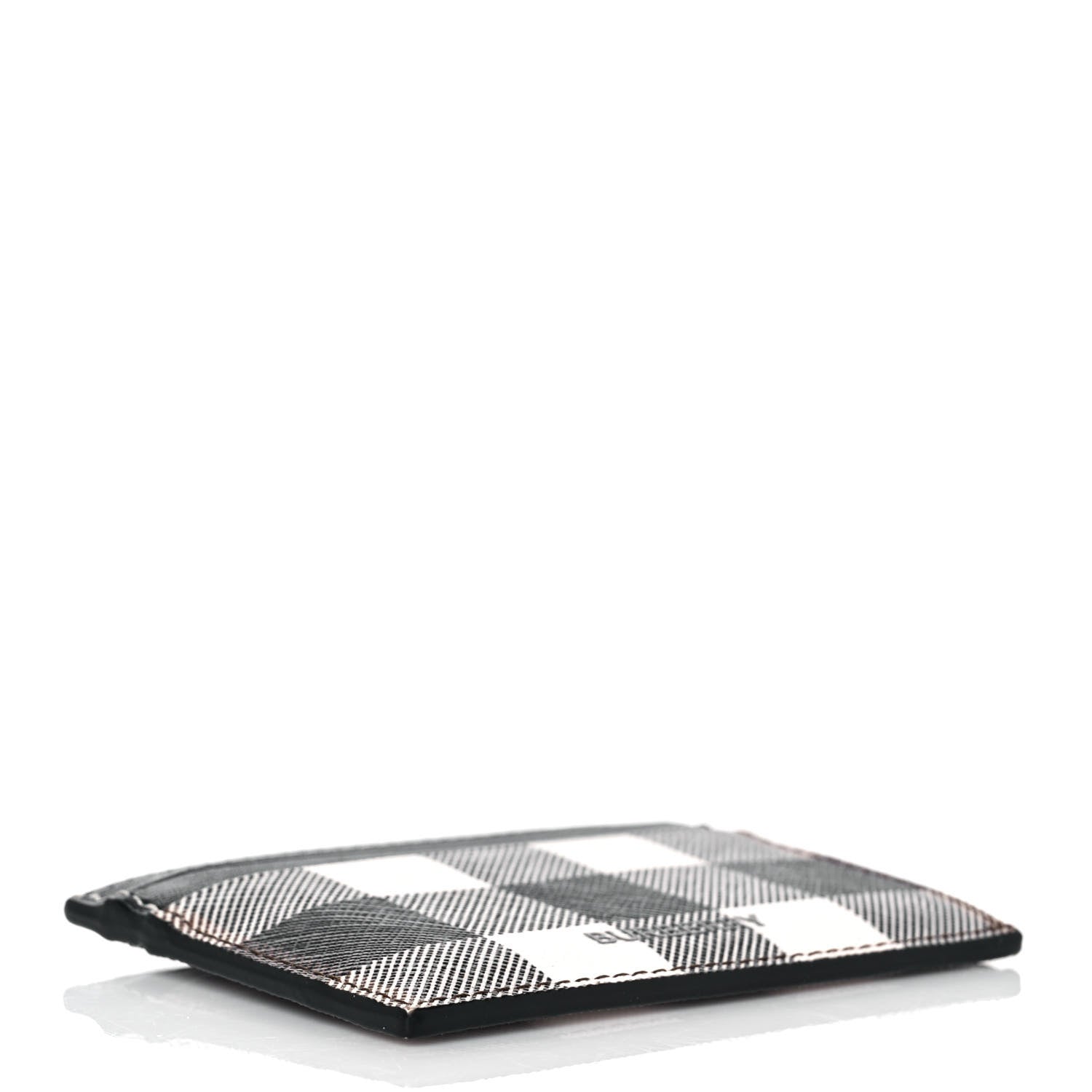 Burberry Gingham Check Calfskin Card Case Black White 4 of 9