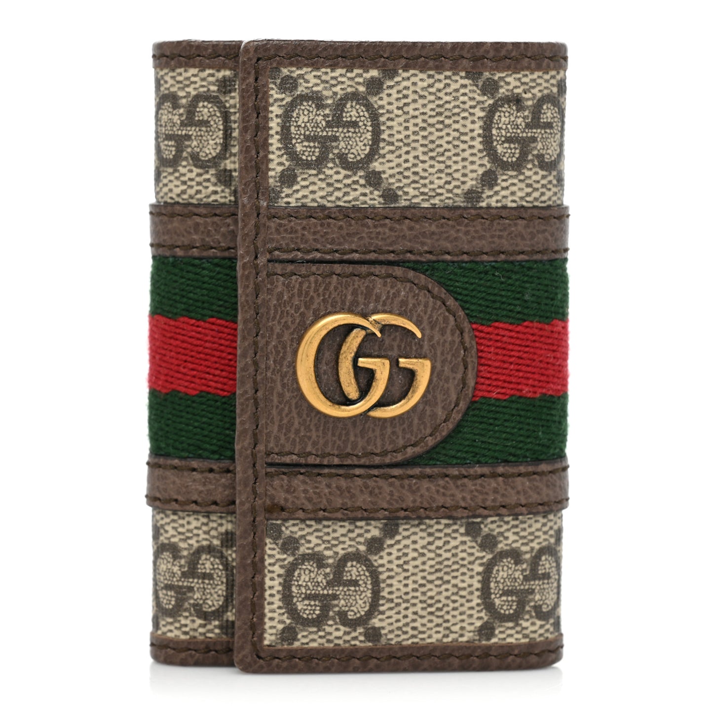 GG Supreme Monogram Web Ophidia 6 Key Holder Case Beige New Acero