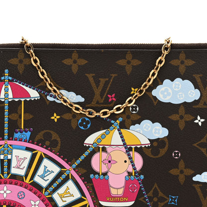 Louis Vuitton Monogram 2020 Christmas Animation Big Wheel Double Zip Pochette Rose Ballerine 8 of 11