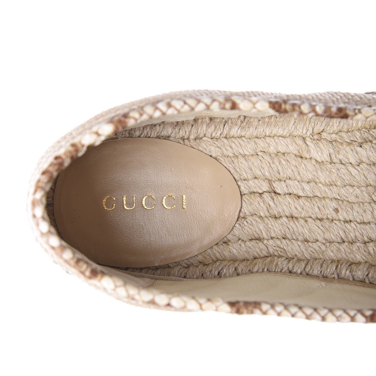 Straw Elaphe Matelasse GG Marmont Espadrilles 38 Natural Cream Brown
