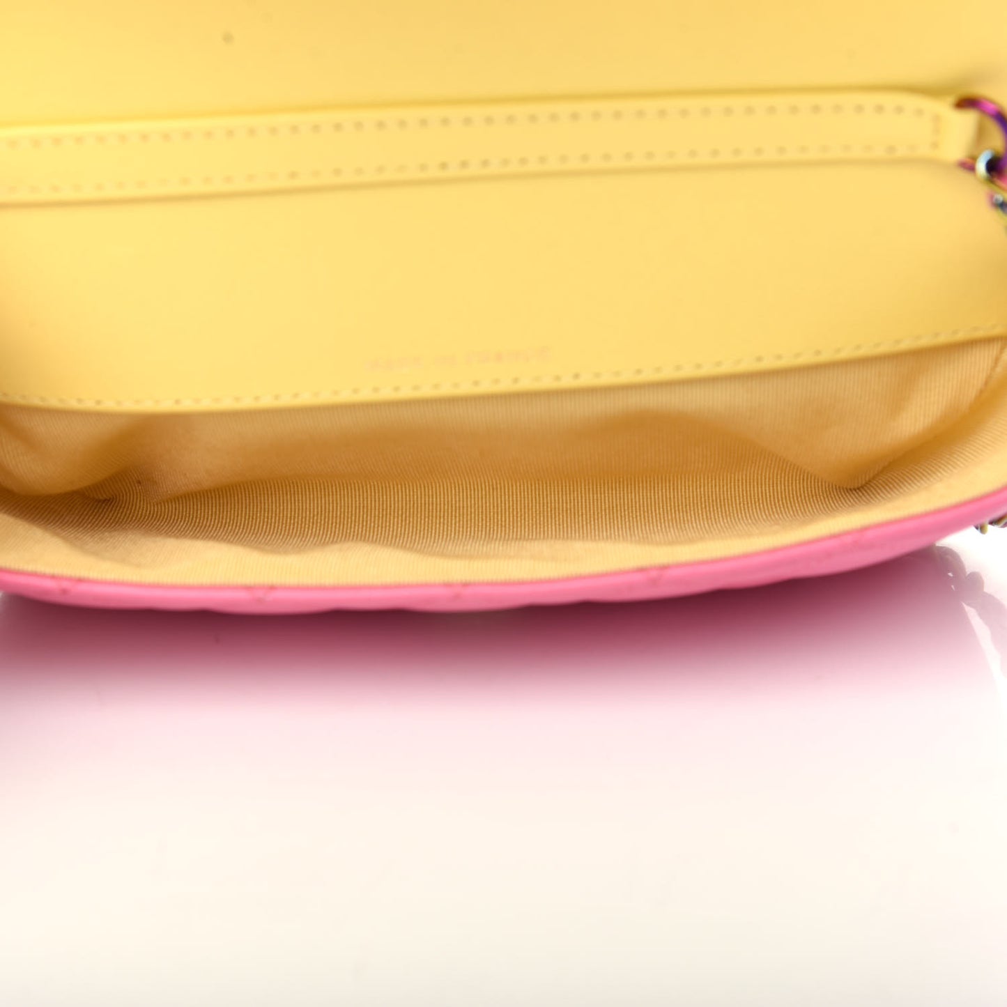 Lambskin Quilted Glasses Case With Chain Pink Yellow