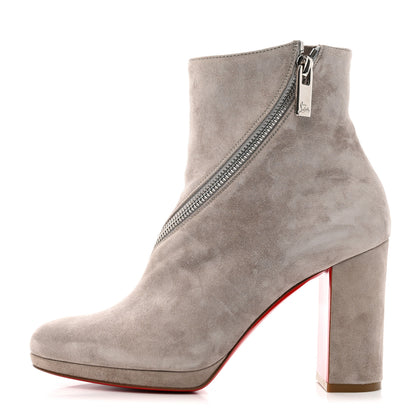 Christian Louboutin Veau Velours Birgitta 100 Zip Around Ankle Bootie 36.5 Fume 1 of 7