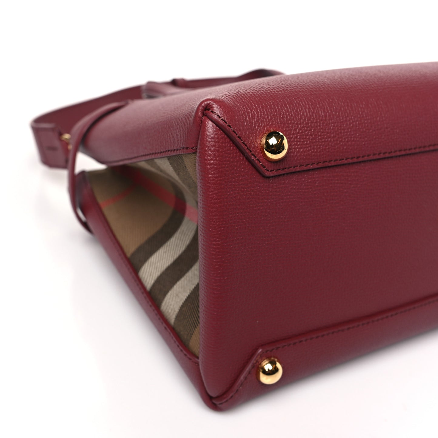 Grainy Calfskin House Check Medium Banner Tote Mahogany Red