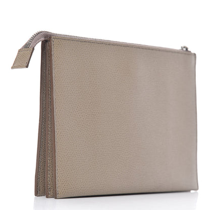 Celine Shiny Grained Calfskin Solo Trio Cosmetic Pouch Taupe 3 of 9