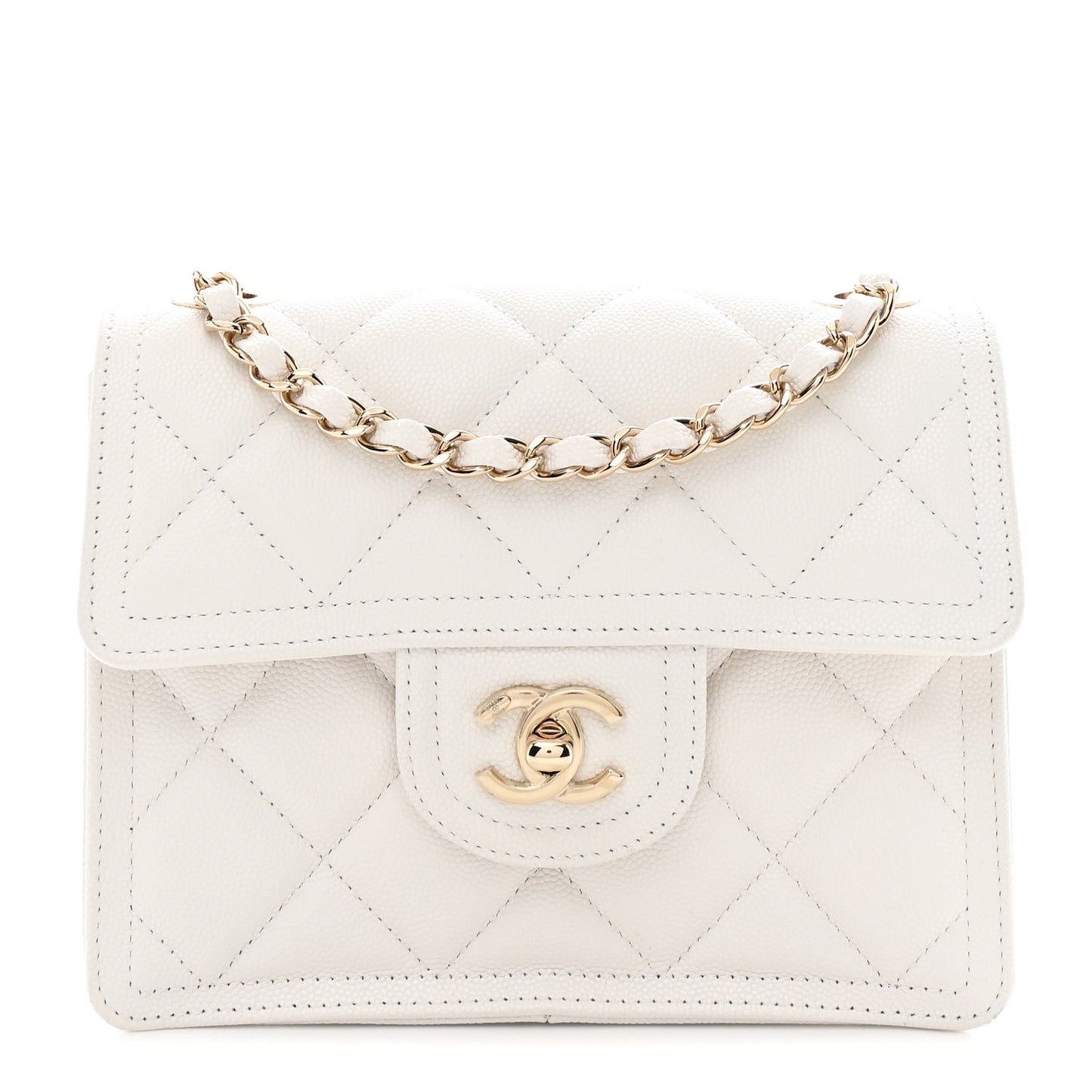 Caviar Quilted Mini Sweet Classic Flap White