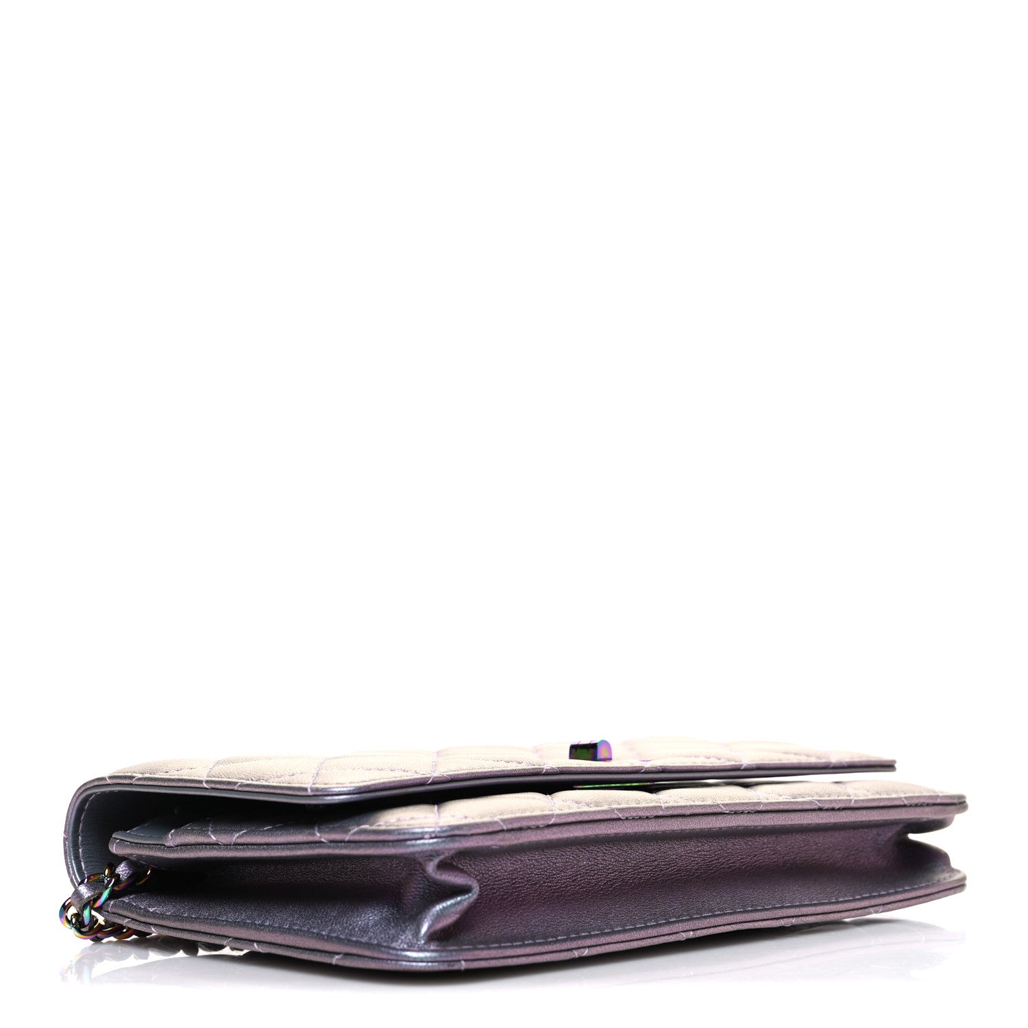 Chanel Iridescent Lambskin Quilted Reissue Wallet On Chain WOC Light Purple 4 of 11