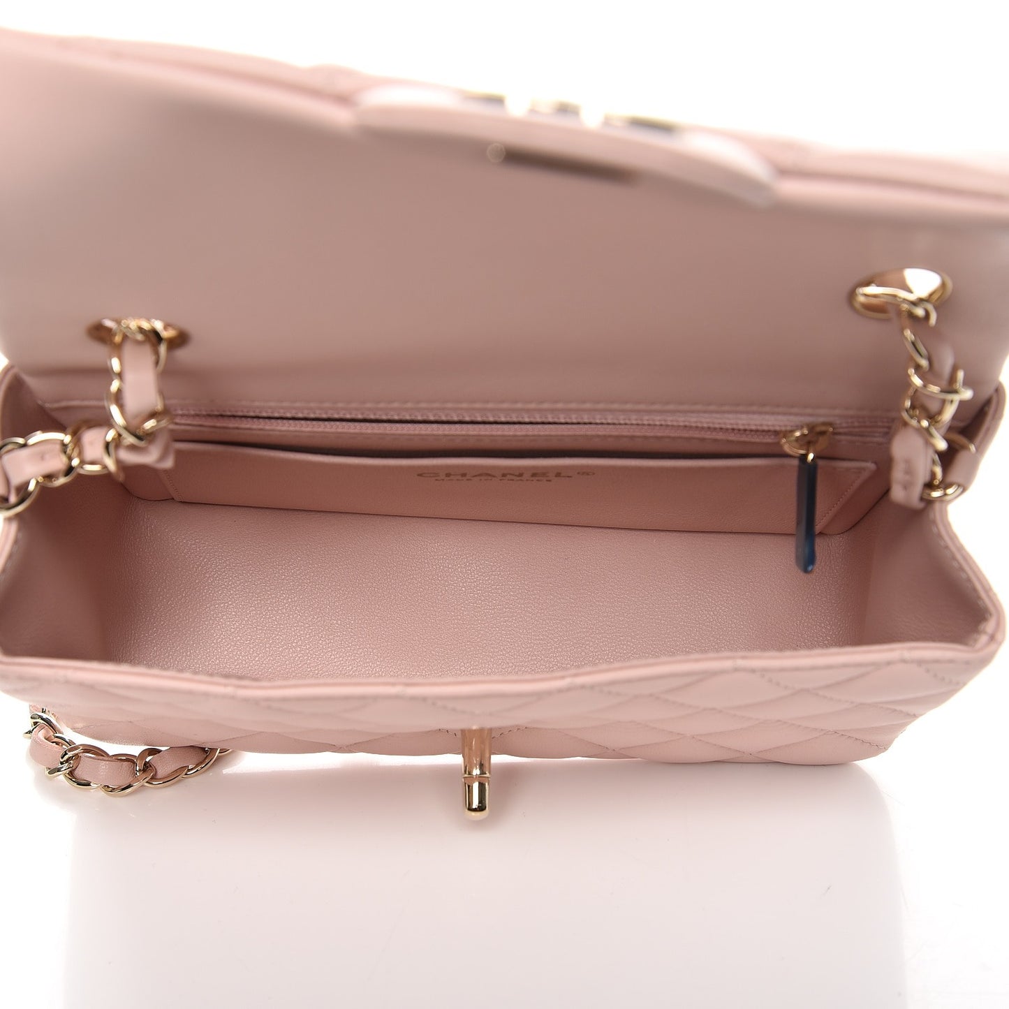 Lambskin Quilted Mini Rectangular Flap Light Pink