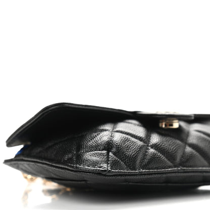 Chanel Caviar Fabric Graffiti Foldable Tote Bag With Chain Black Multicolor 13 of 15