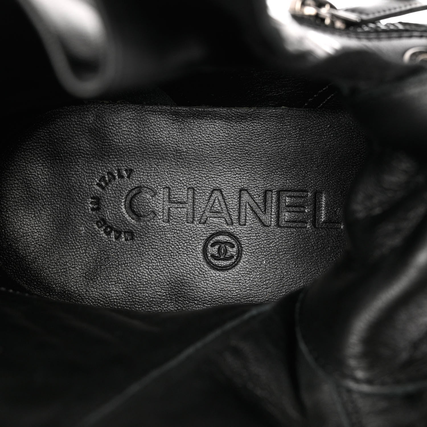 Chanel Calfskin Quilted Lace Up Combat Boots 38 Black 7 of 9